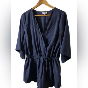 Umgee Deep Blue Wrap Blouse